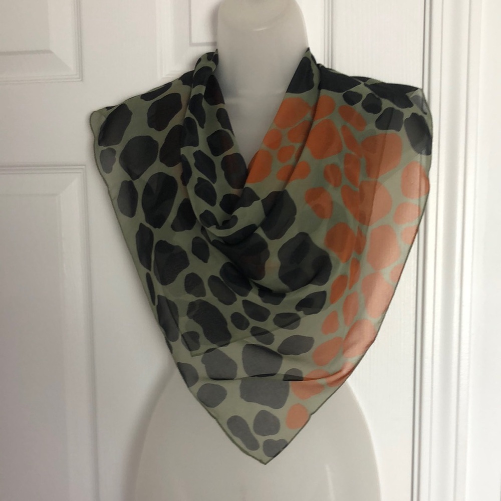Symphony Leopard Abstract Print Scarf - Black and Orange